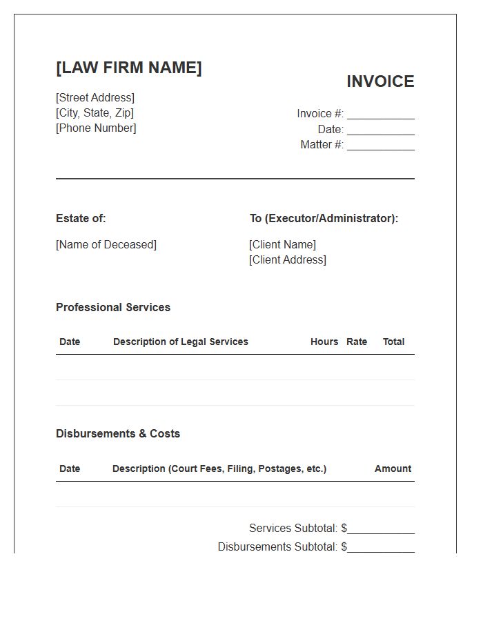Estate Administration Lawyer Invoice Template