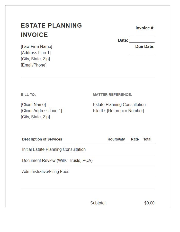 Estate Planning Consultation Invoice Template