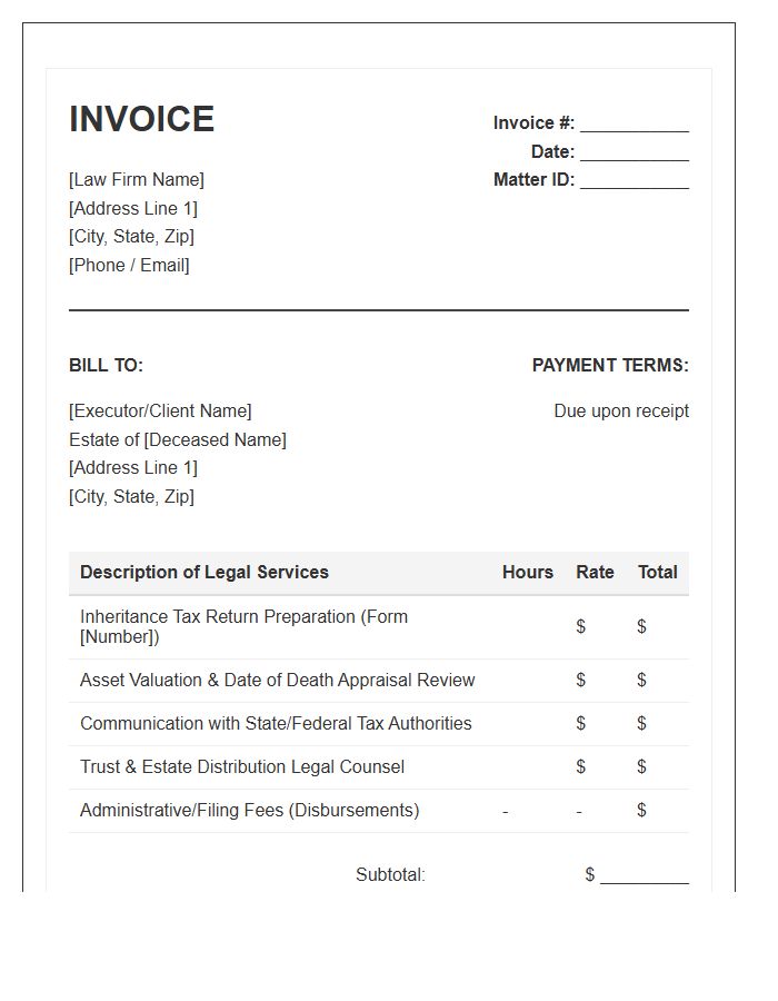 Inheritance Tax Attorney Invoice Template