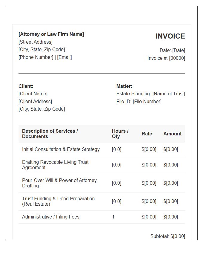 Living Trust Attorney Invoice Template