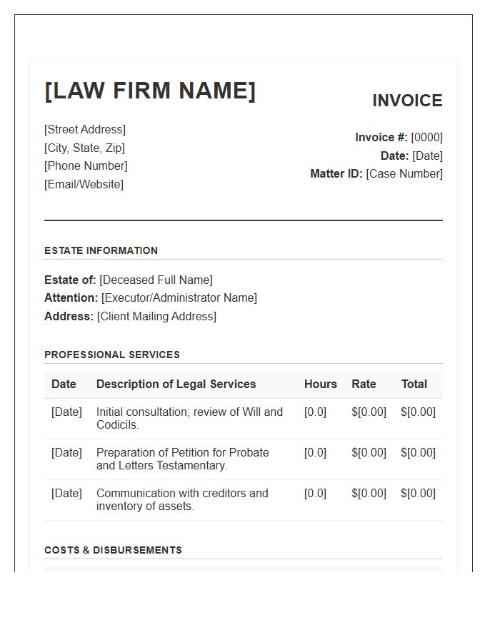 Probate Law Firm Invoice Template