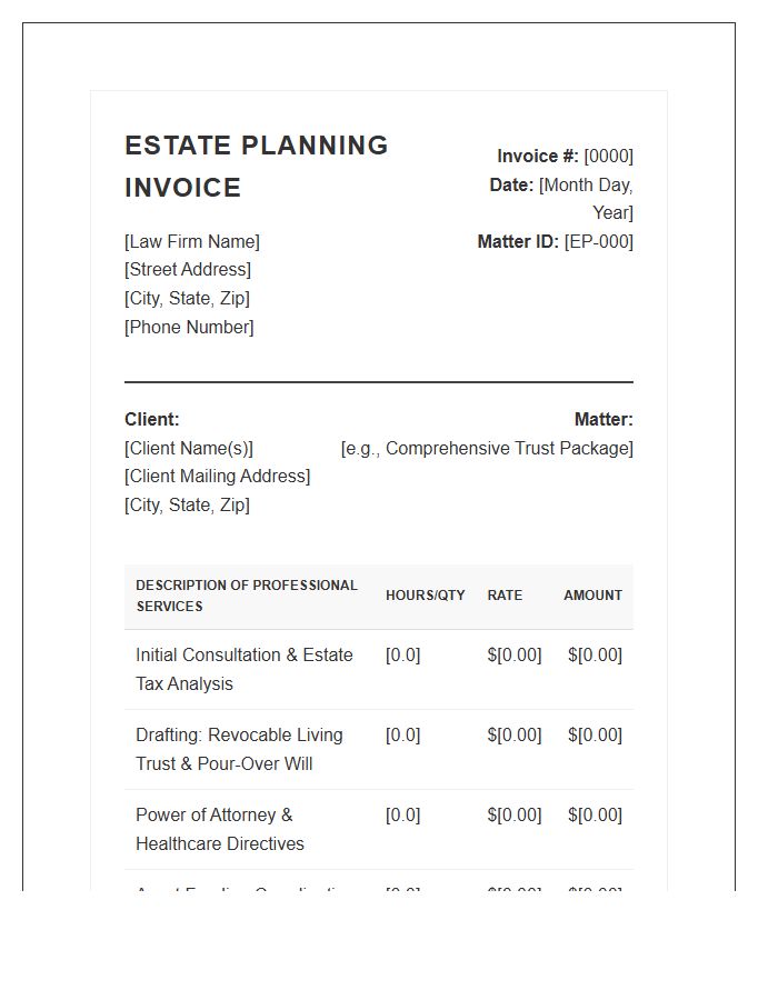 Specialized Estate Planning Invoice Template