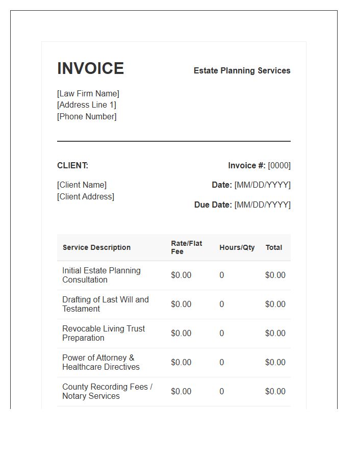 Will And Trust Attorney Invoice Template