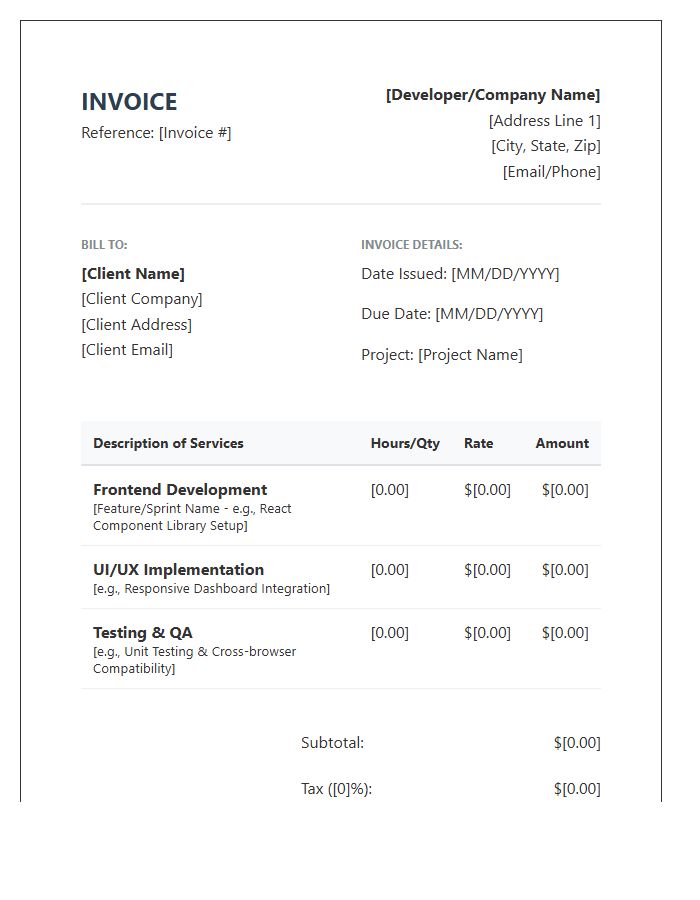 Frontend Software Development Contract Invoice Template