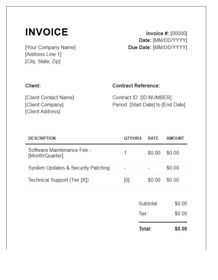 Software Maintenance Contract Invoice Template