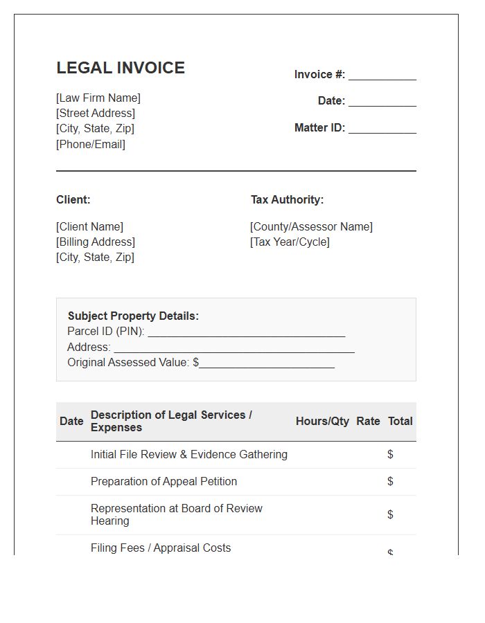 Property Tax Appeal Legal Invoice Template