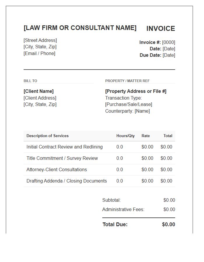 Real Estate Contract Review Invoice Template