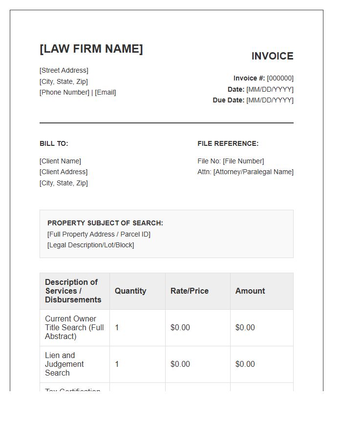 Title Search Service Legal Invoice Template