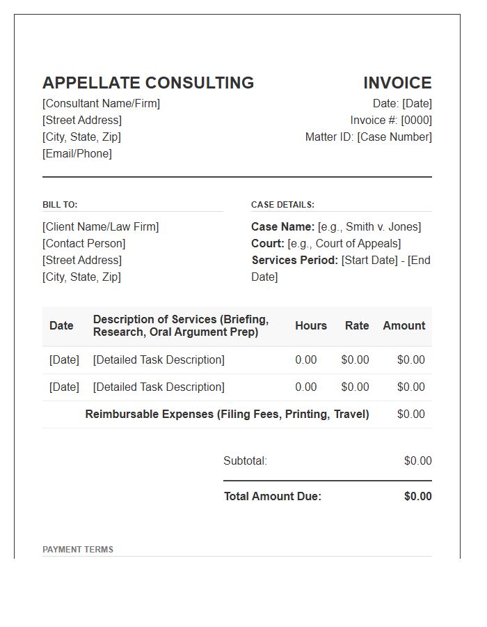 Appellate Consulting Invoice Template