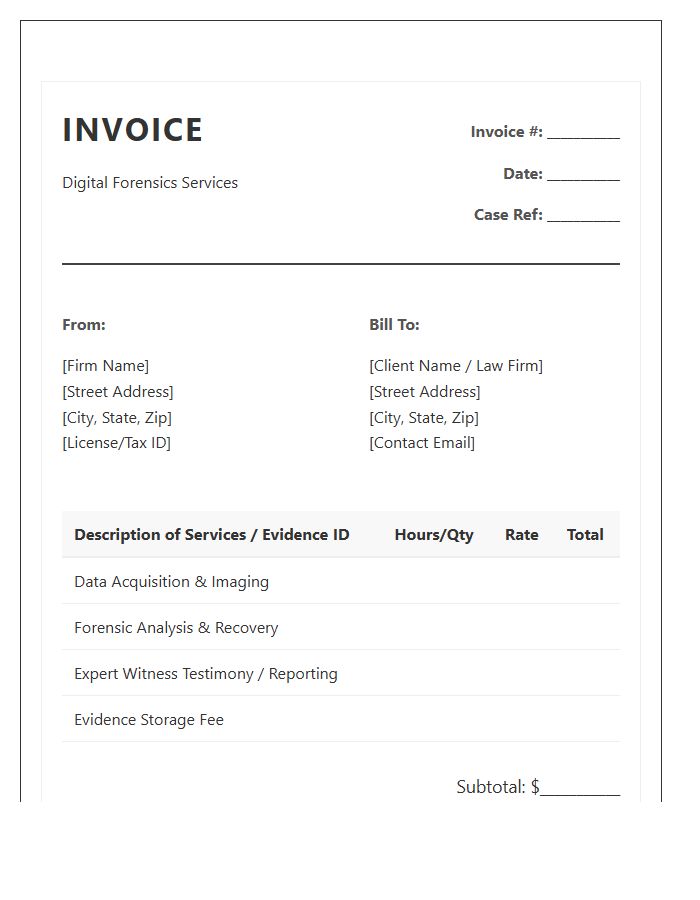 Digital Forensics Invoice Template