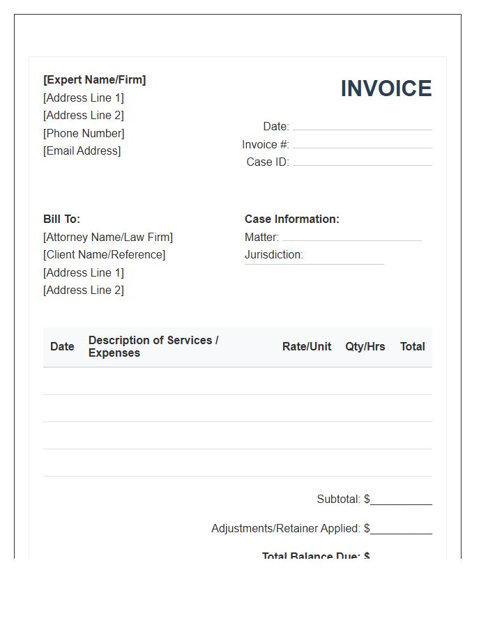 Expert Witness Invoice Template