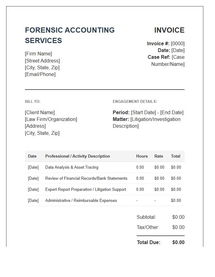 Forensic Accounting Invoice Template