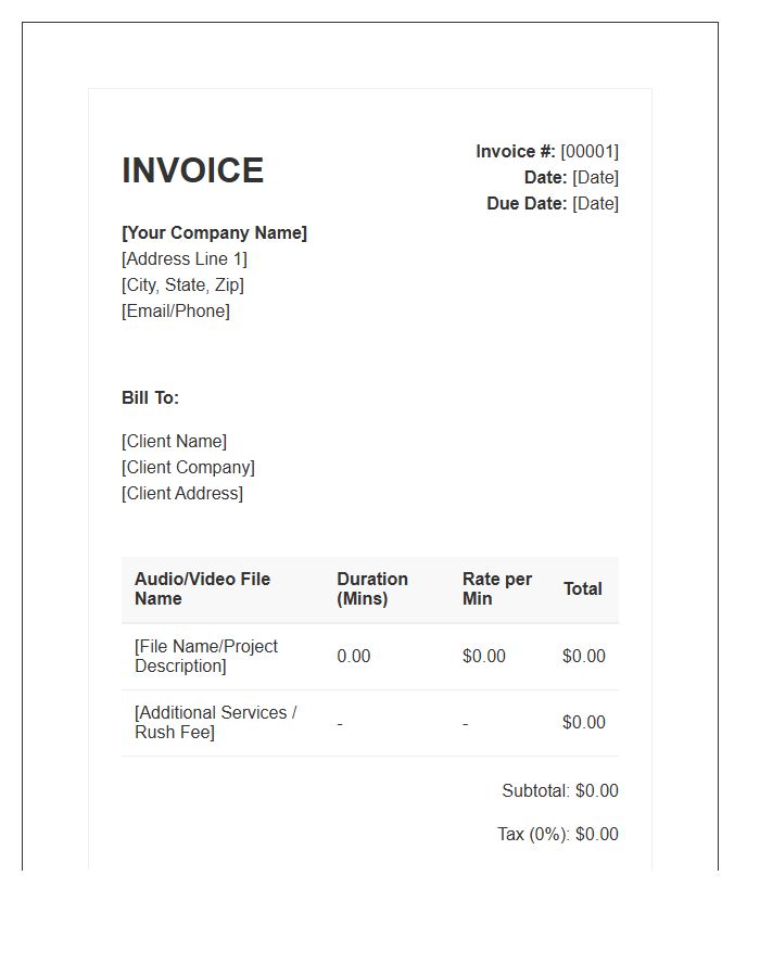 Transcription Service Invoice Template
