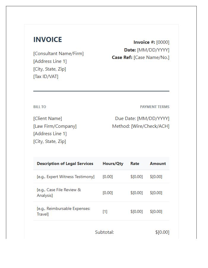 Expert Legal Consultant Invoice Template