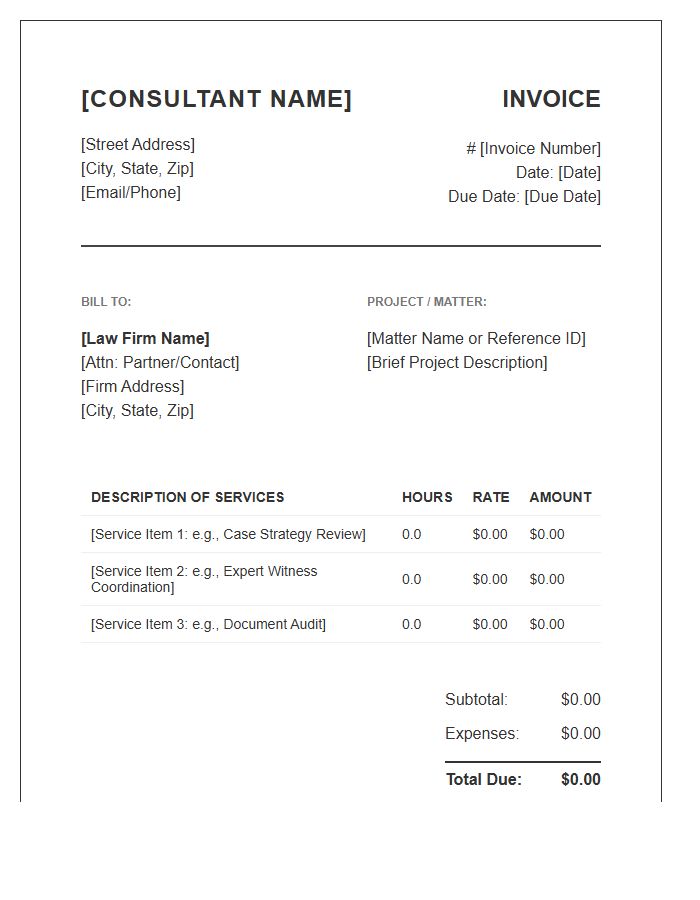 Law Firm Consultant Invoice Template