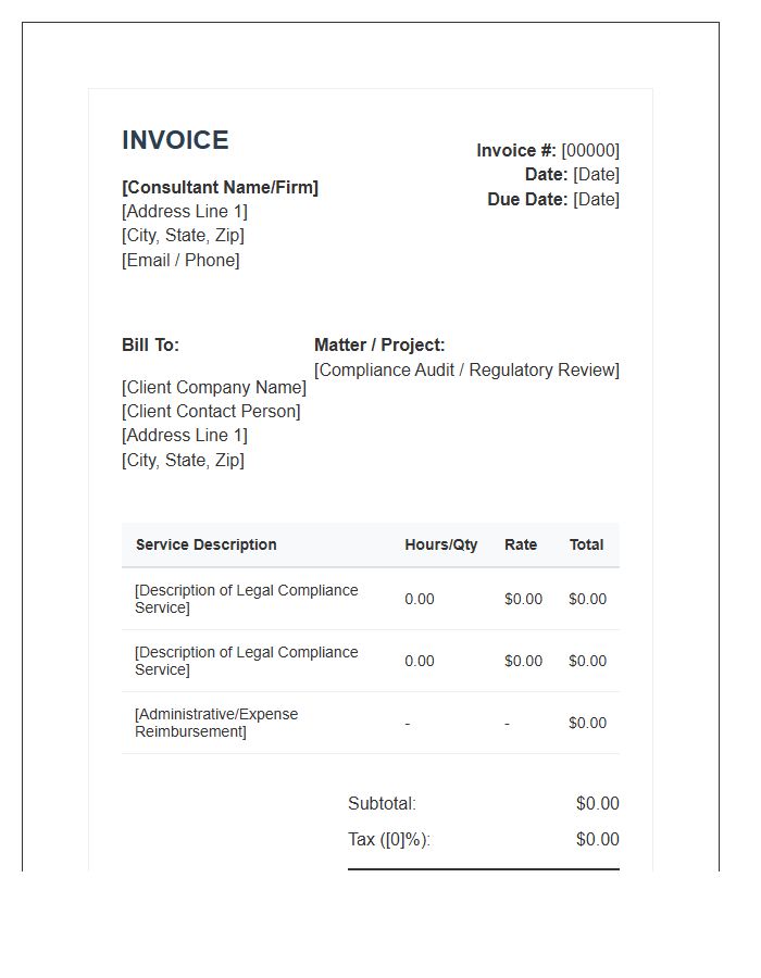 Legal Compliance Consultant Invoice Template