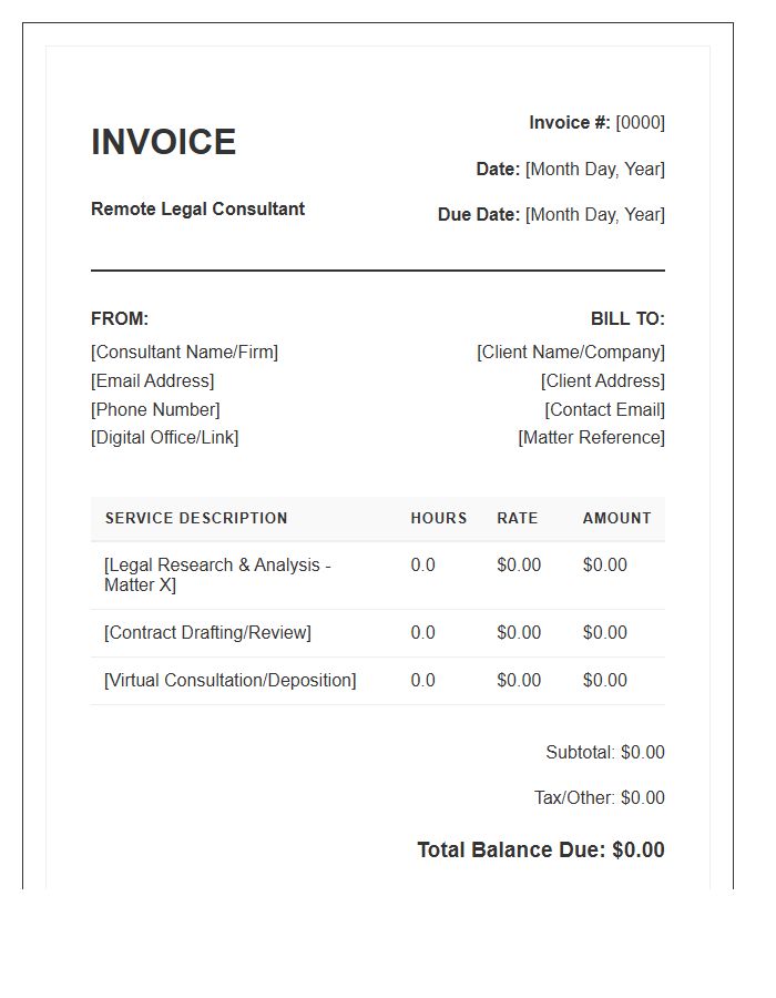 Remote Legal Consultant Invoice Template