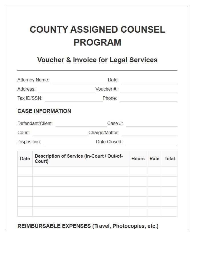 County Assigned Counsel Program Invoice Template