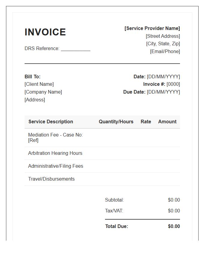 Dispute Resolution Service Invoice Template