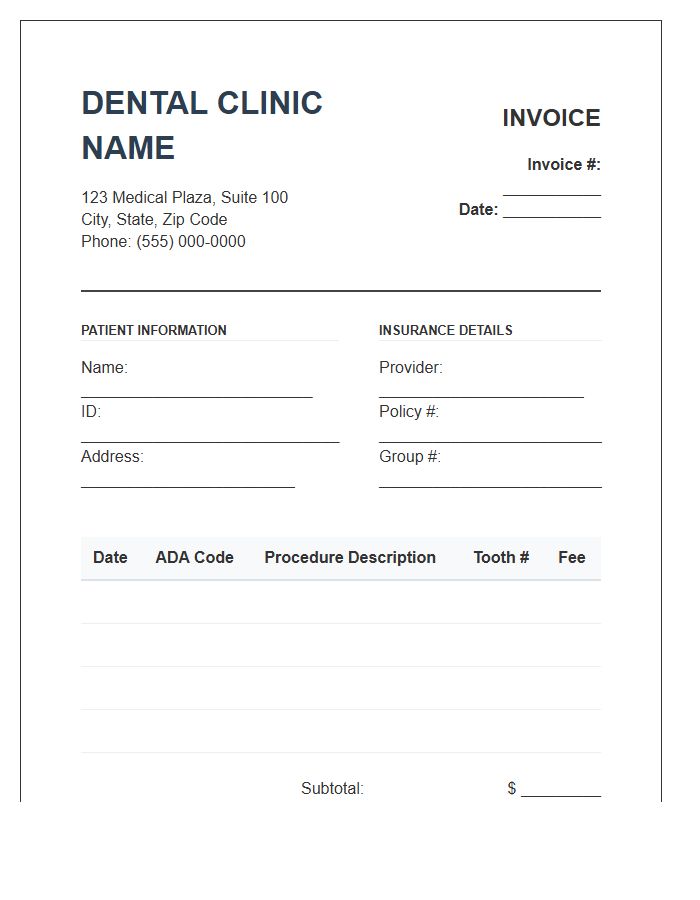Dental Clinic Procedure Invoice Template