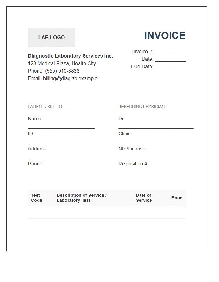 Diagnostic Laboratory Services Invoice Template