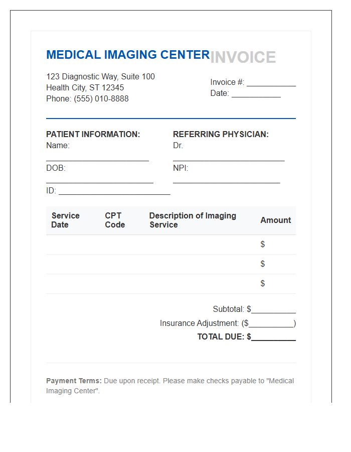 Medical Imaging Center Invoice Template