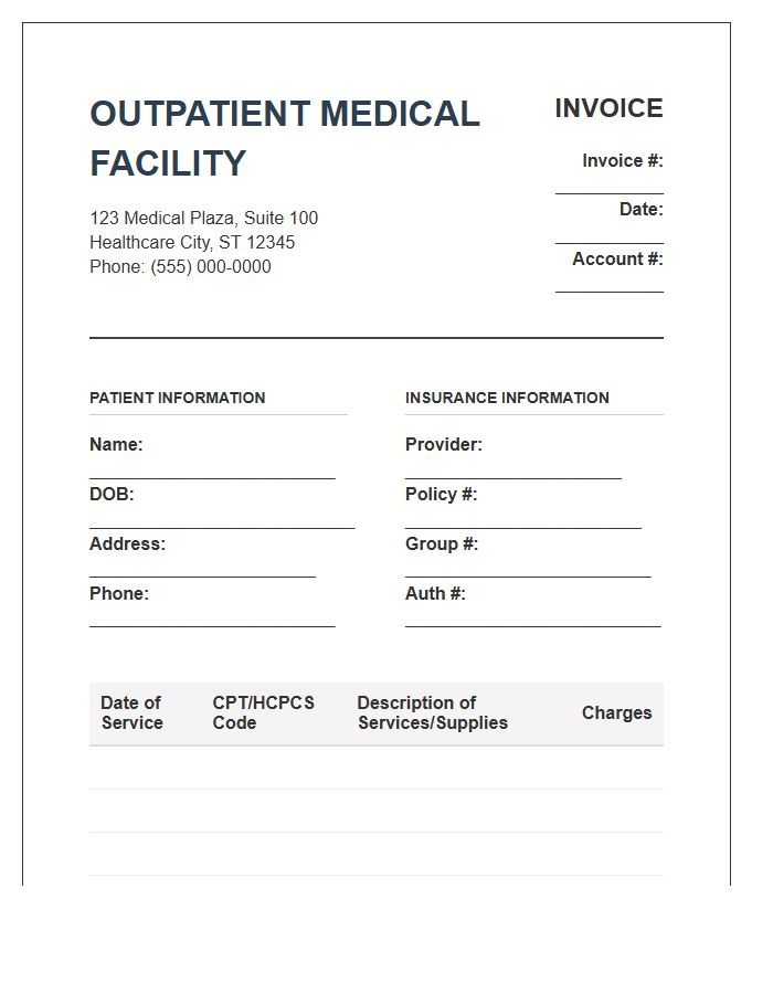 Outpatient Facility Medical Invoice Template