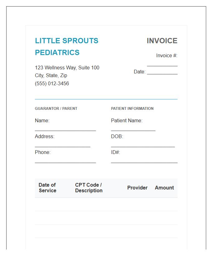 Pediatric Clinic Patient Invoice Template