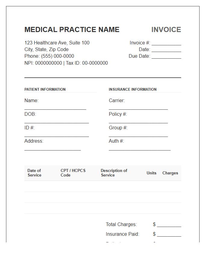 Private Practice Medical Billing Invoice Template