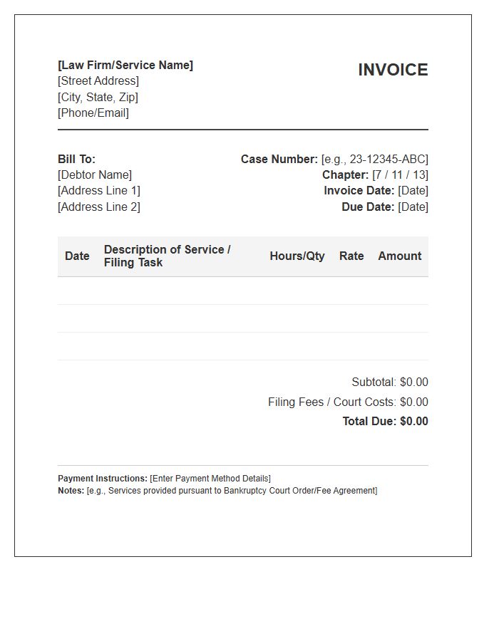 Bankruptcy Case Management Service Invoice Template