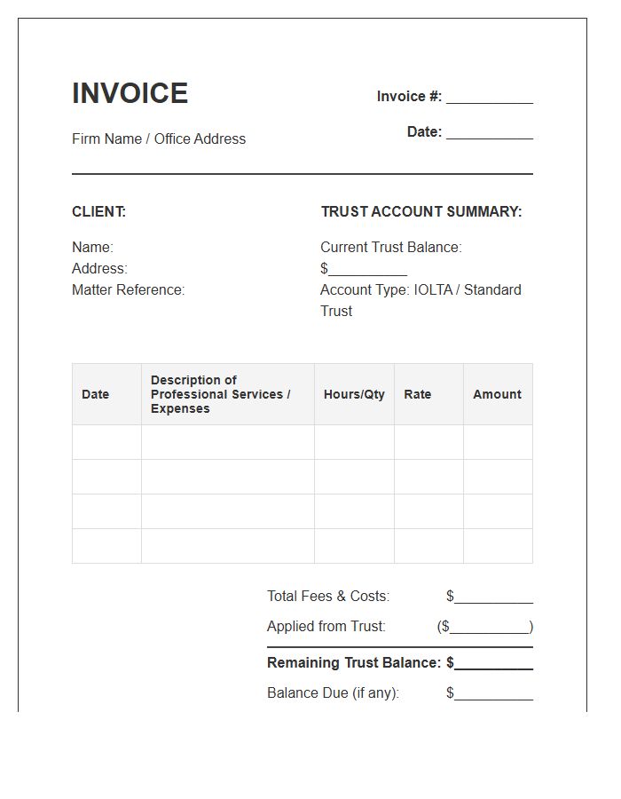 Client Trust Account Invoice Template