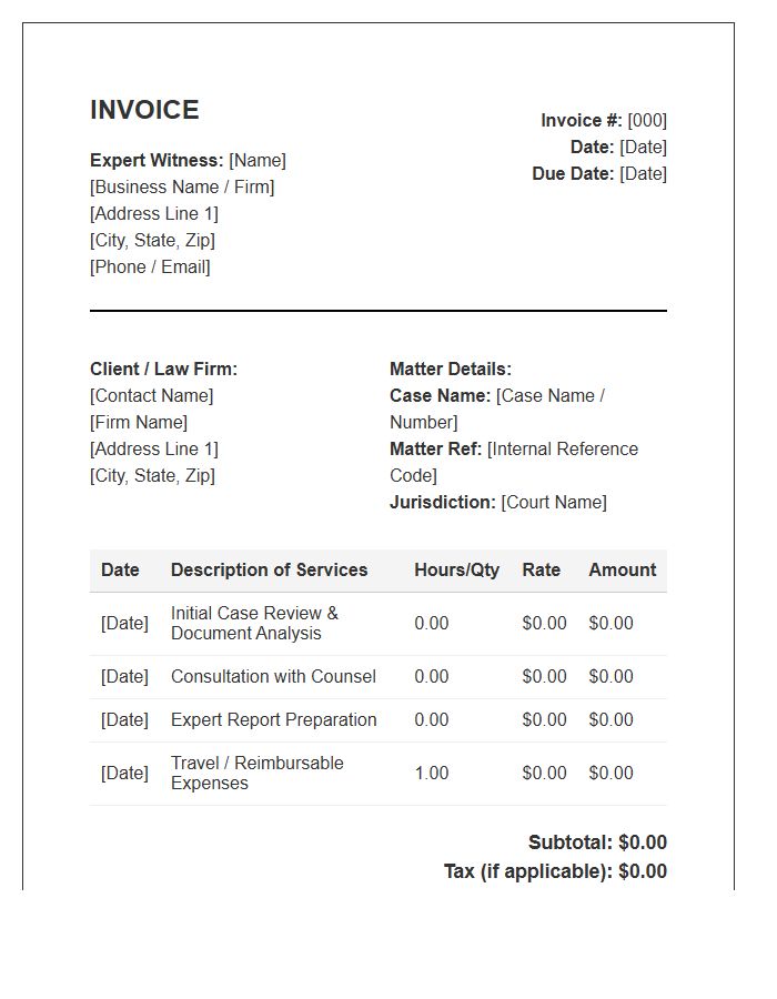 Expert Witness Consultation Invoice Template