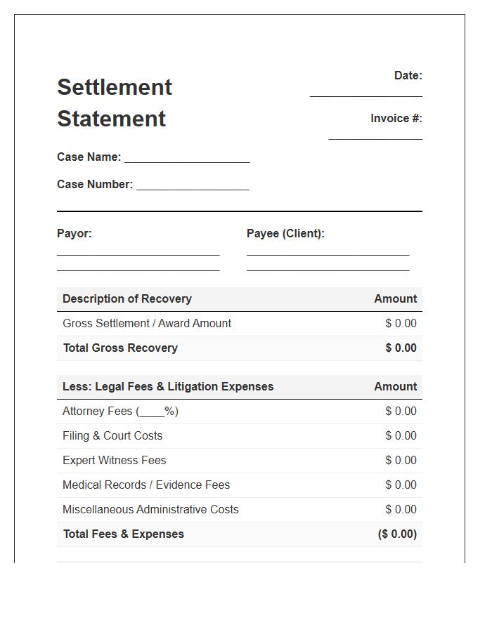 Settlement Disbursement Statement Invoice Template