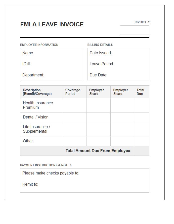 Family And Medical Leave Act Invoice Template