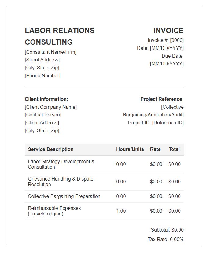Labor Relations Consulting Invoice Template