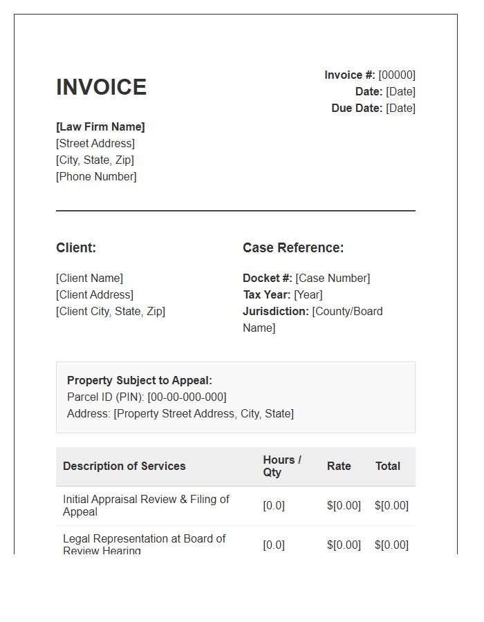 Property Tax Appeal Legal Invoice Template