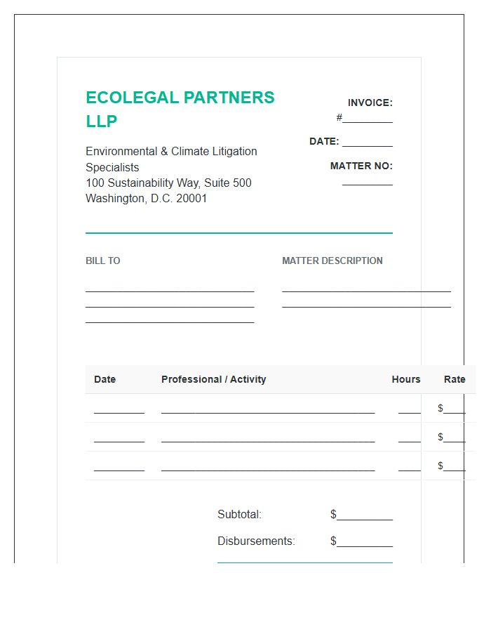 Climate Change Law Firm Invoice Template