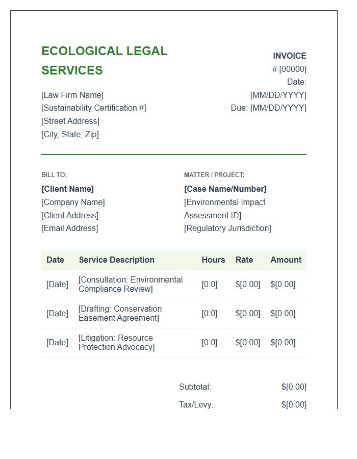 Ecological Legal Services Invoice Template