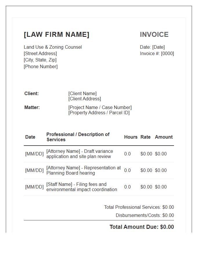 Land Use Law Firm Invoice Template