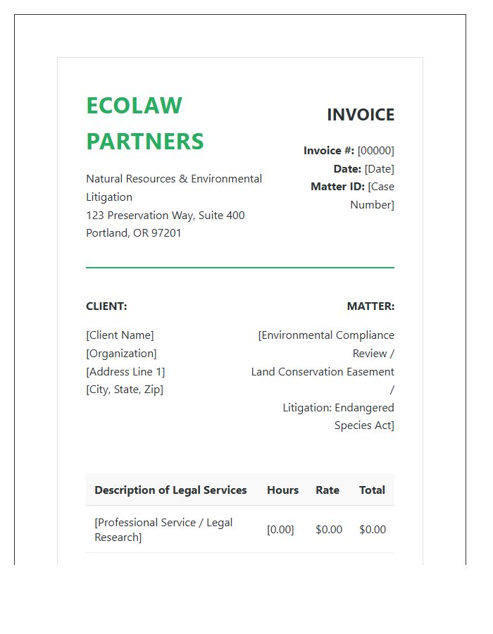 Nature Conservation Law Firm Invoice Template