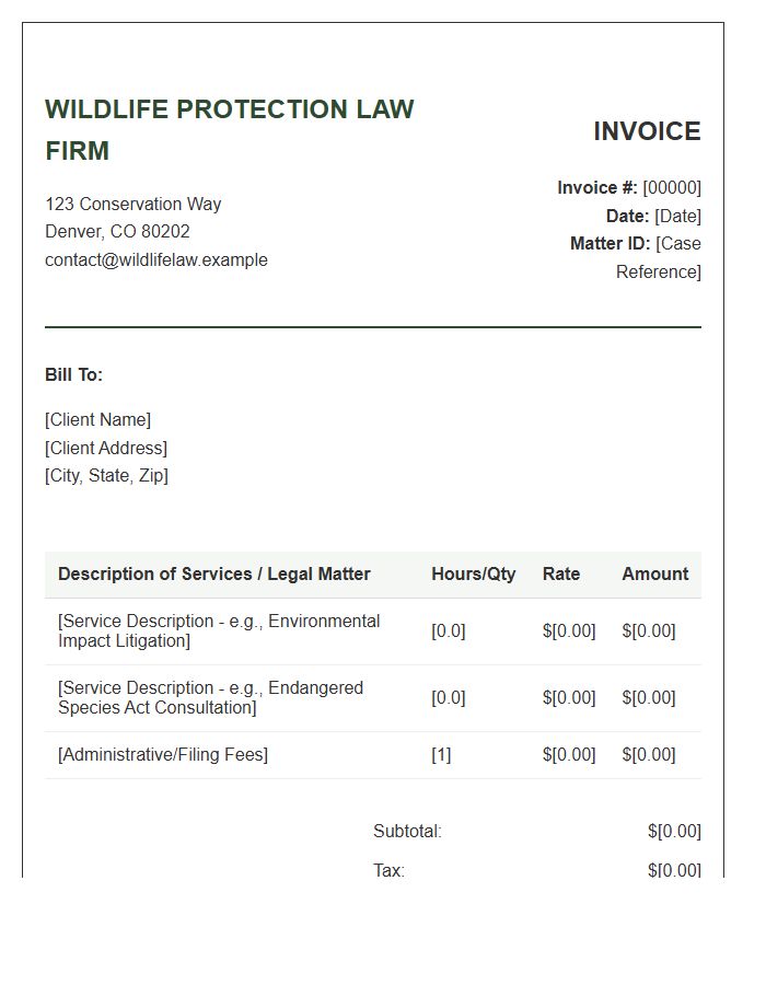 Wildlife Protection Law Firm Invoice Template