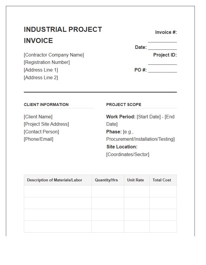 Industrial Construction Project Invoice Template