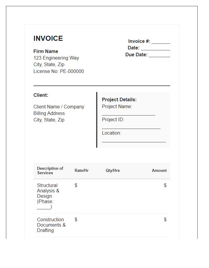 Structural Engineering Service Invoice Template