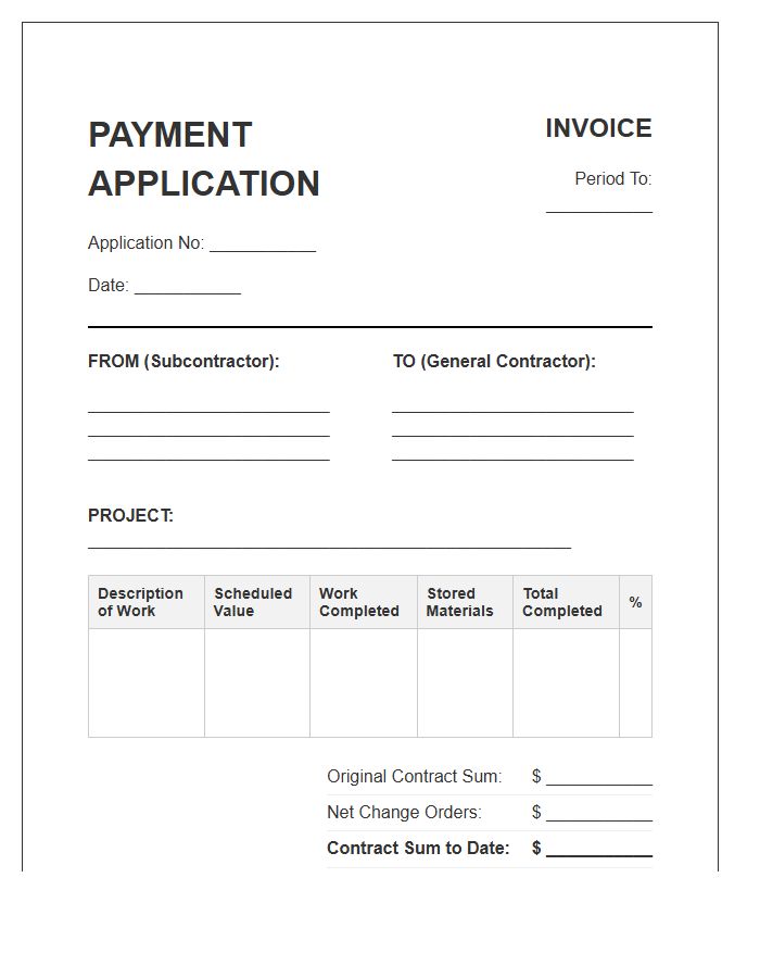 Subcontractor Partial Payment Invoice Template