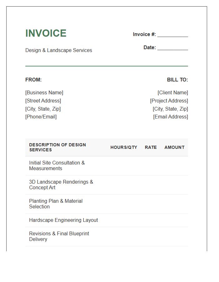 Backyard Renovation Design Service Invoice Template