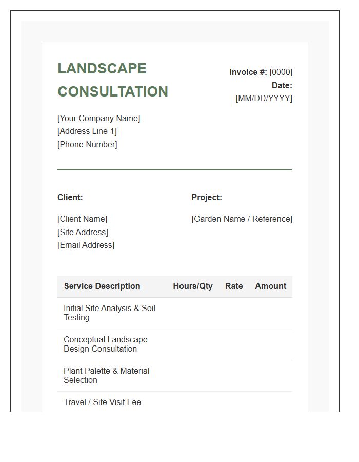 Garden Landscape Design Consultation Invoice Template