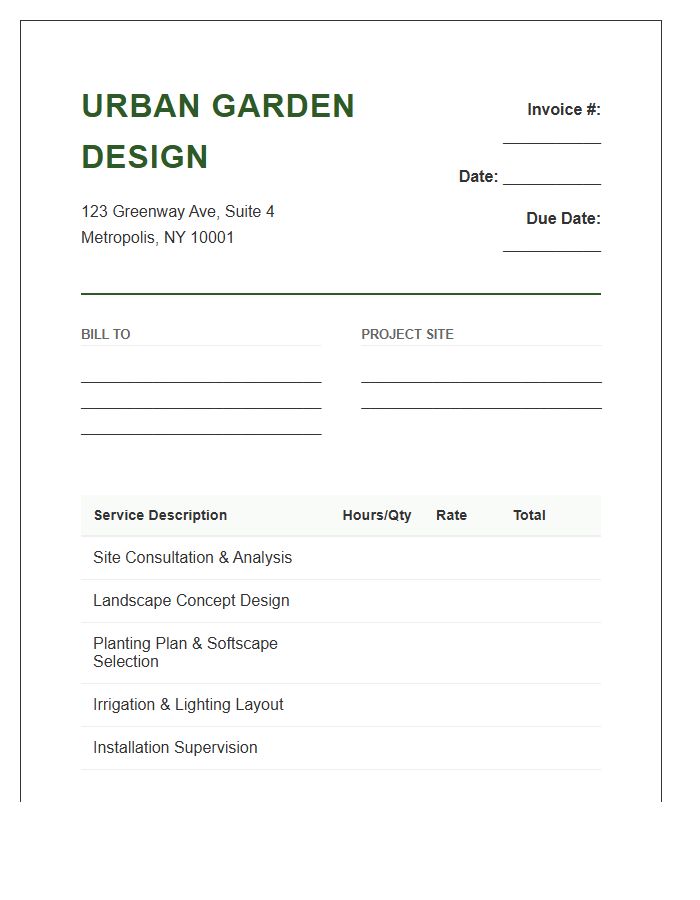 Urban Garden Design Service Invoice Template