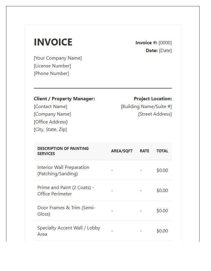 Commercial Office Painting Job Invoice Template