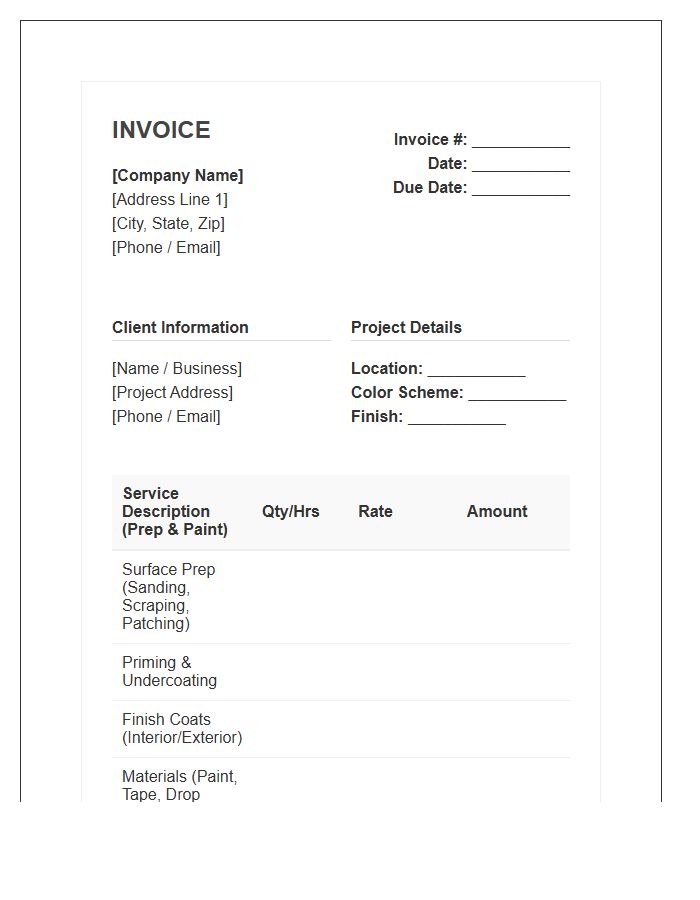 Surface Preparation And Painting Invoice Template