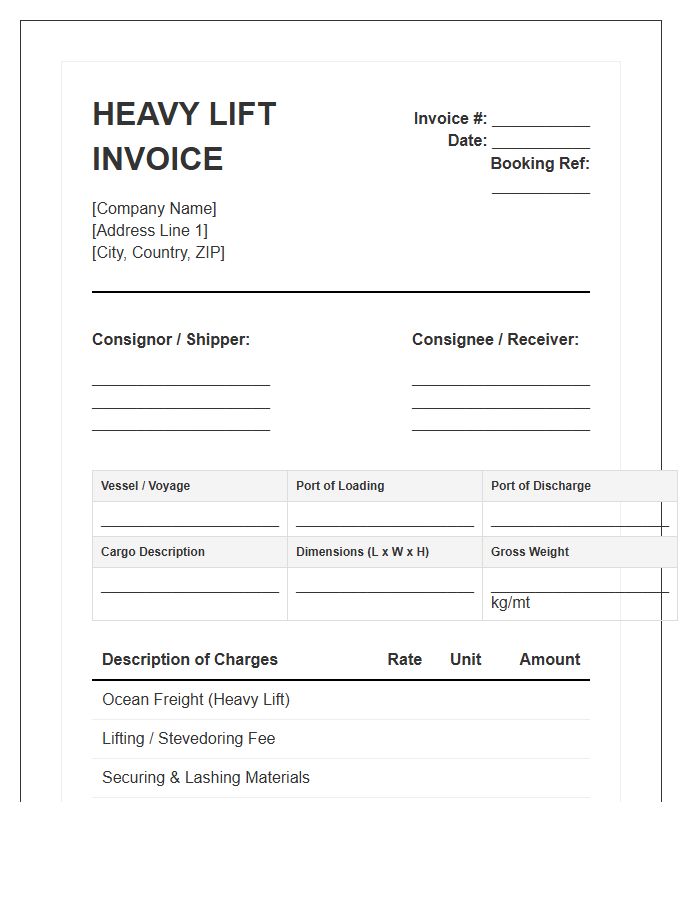 Heavy Lift Cargo Shipping Invoice Template
